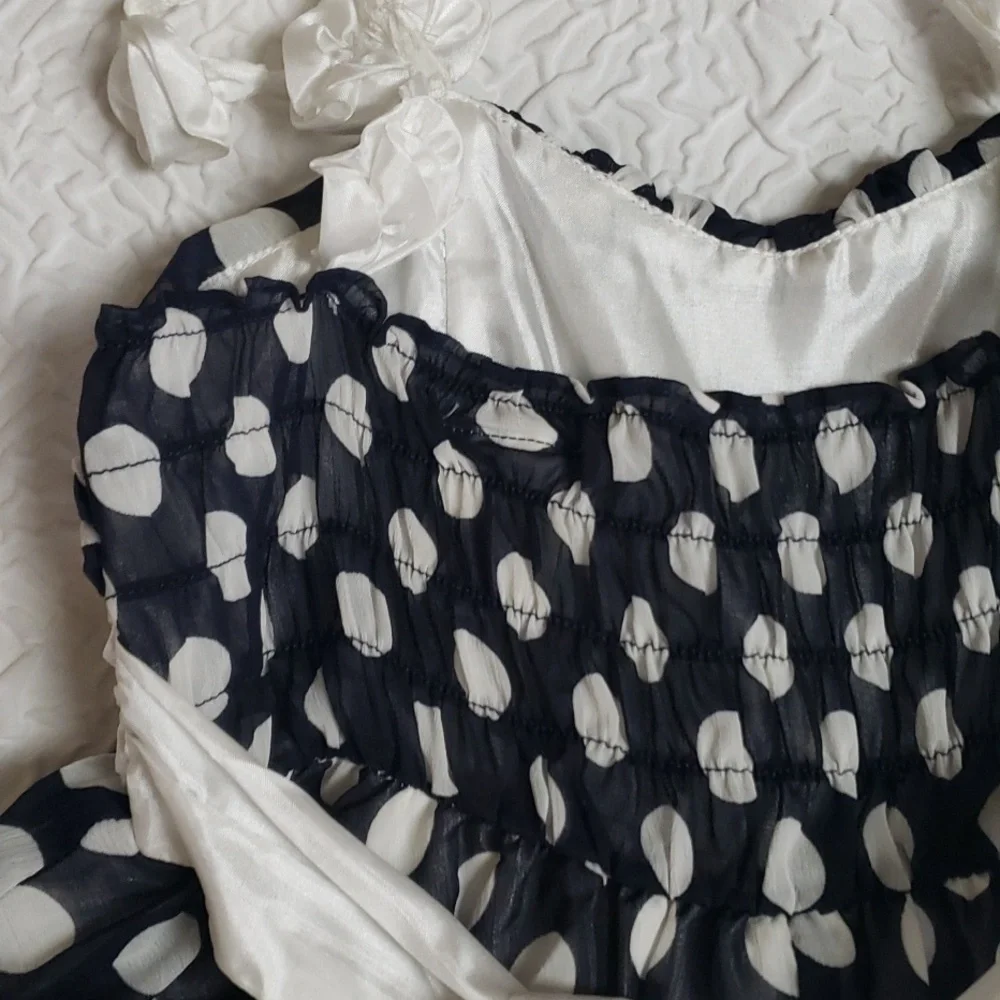 Sugar Plum Girls Polka Dot White Flower Strap Kids Dress Size 8